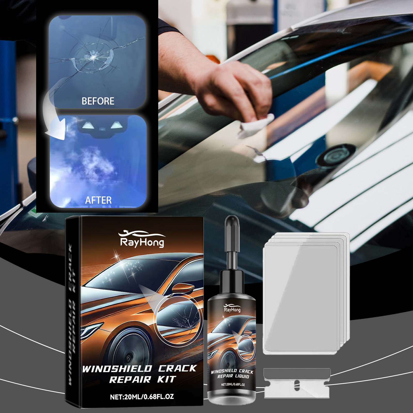 Car Windshield Crack Repair Re - مراجعة Liquid Uv Glue Kit وسعره
