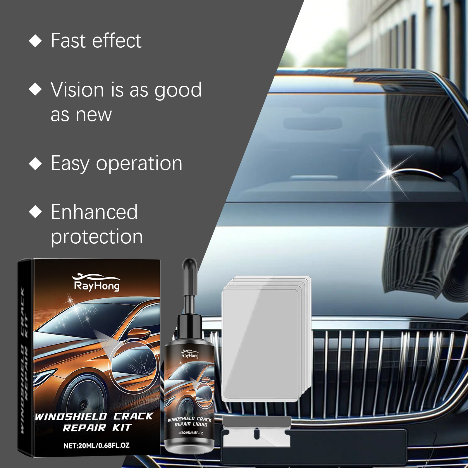 Car Windshield Crack Repair Re - مراجعة Liquid Uv Glue Kit وسعره