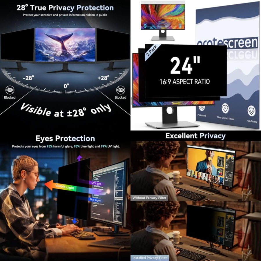 [2-Pack] 24 Inch Computer Priv - مراجعة Privacy Filter 2Pack وسعره