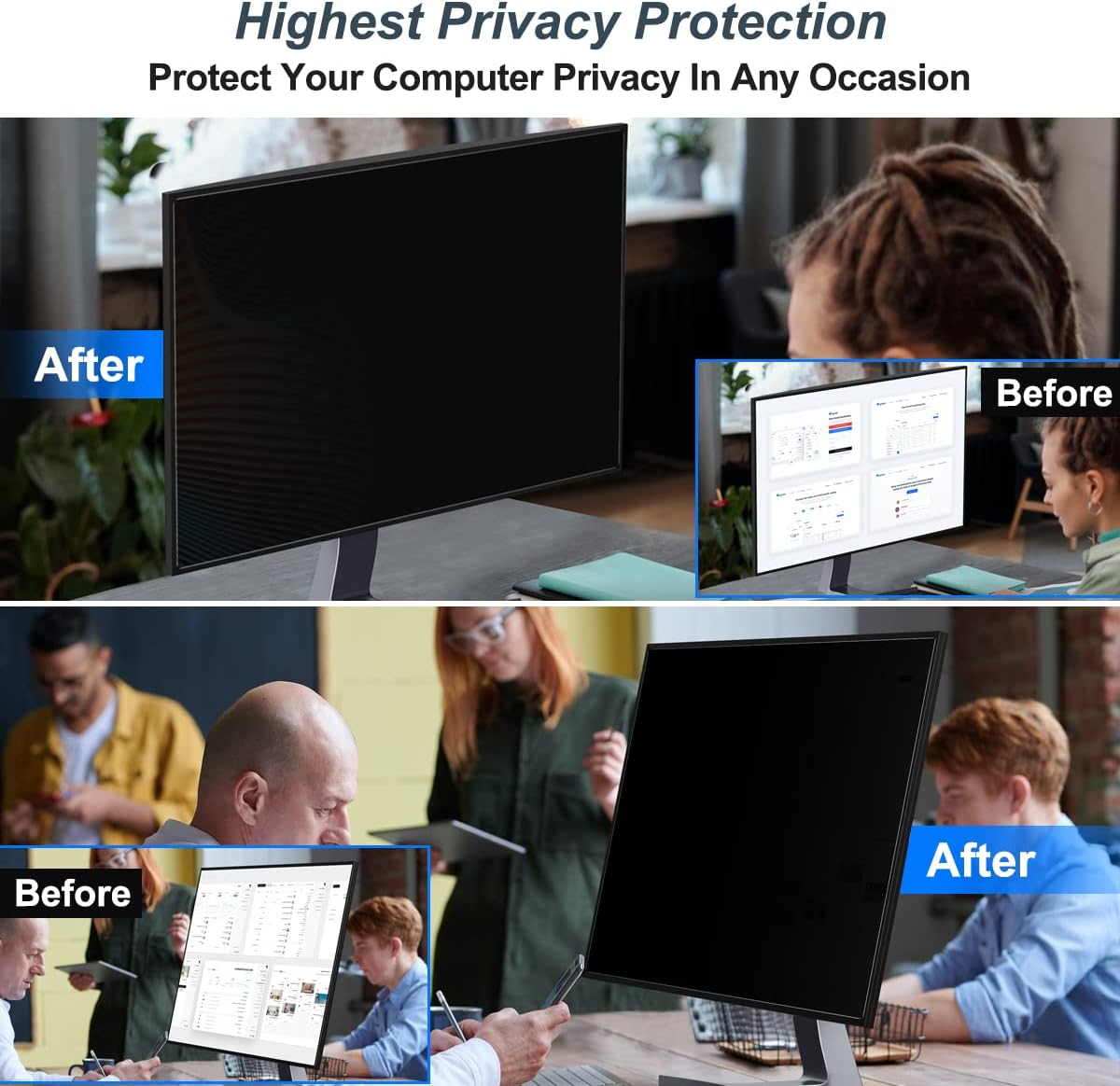 2 Pack 24 Inch Computer Privac - مراجعة Privacy Filter 2Pack وسعره