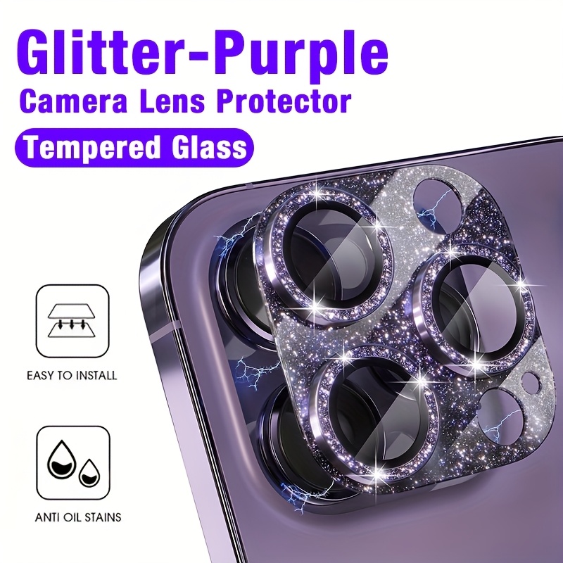 1 Pcs Glitter-Purple Camera Le - مراجعة Tempered Glass Screen 9H وسعره