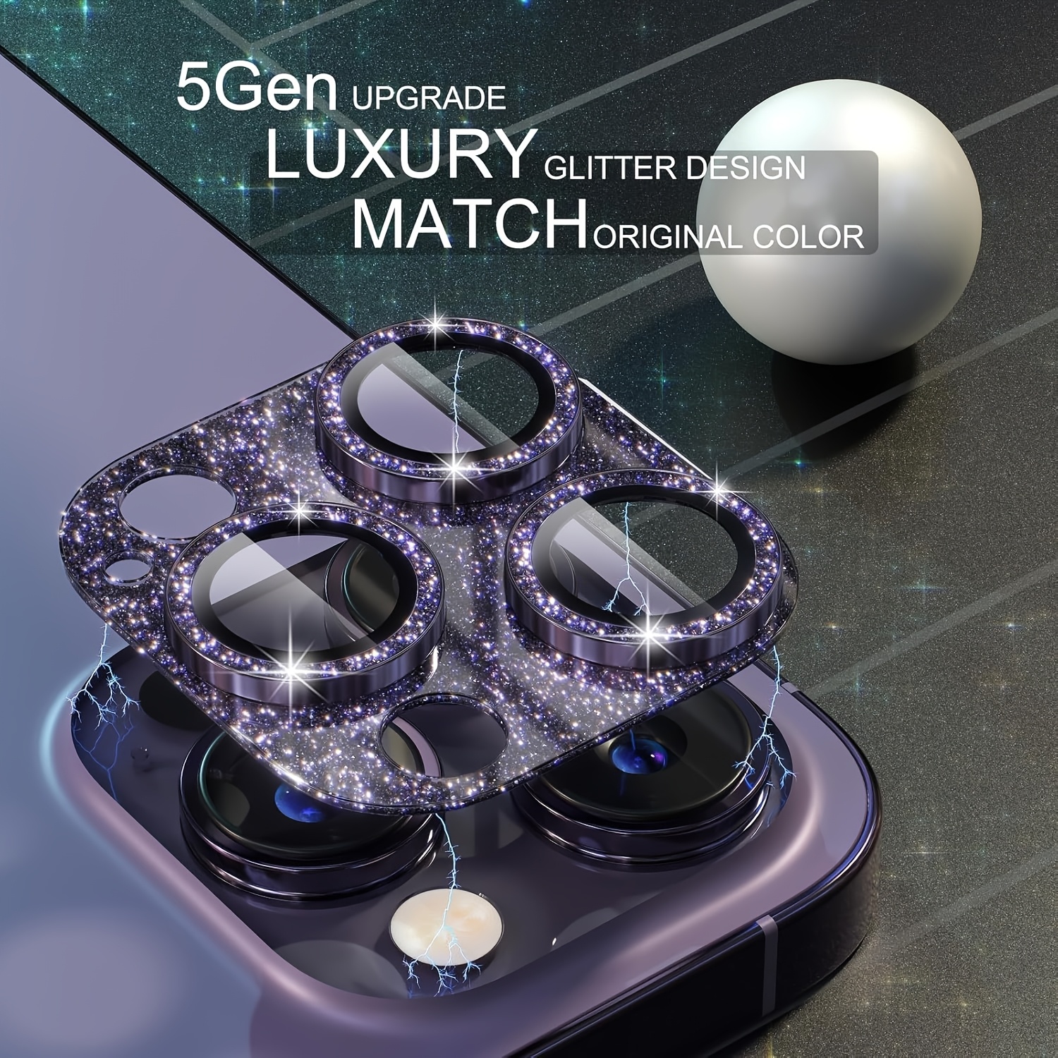1 Pcs Glitter-Purple Camera Le - مراجعة Tempered Glass Screen 9H وسعره