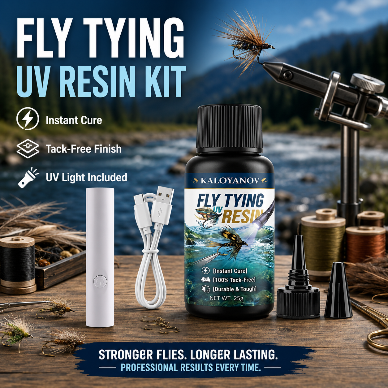 UV Resin Fly Tying Kit with US - مراجعة Liquid Uv Glue Kit وسعره