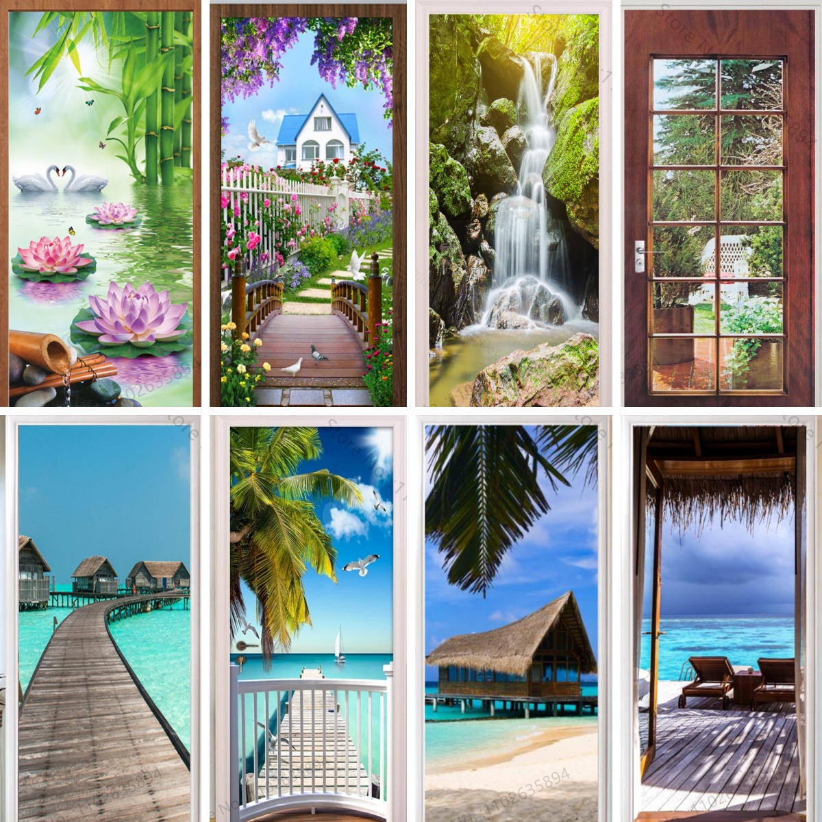 Natural Scenery Beach Waterfal - مراجعة Full Cover Adhesive وسعره