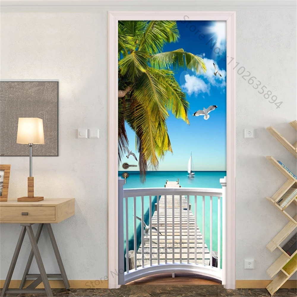 Natural Scenery Beach Waterfal - مراجعة Full Cover Adhesive وسعره