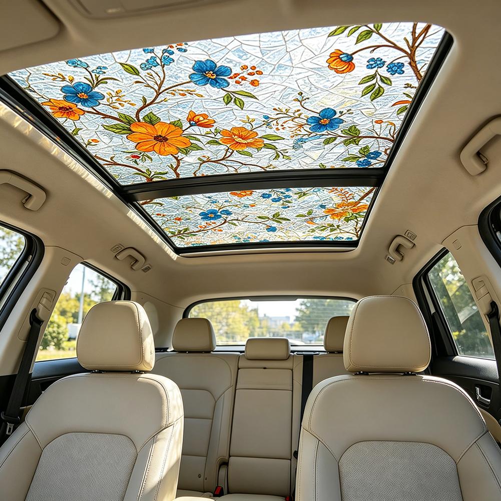 Floral Stained Glass Car Sunro - مراجعة Privacy Screen Protector وسعره