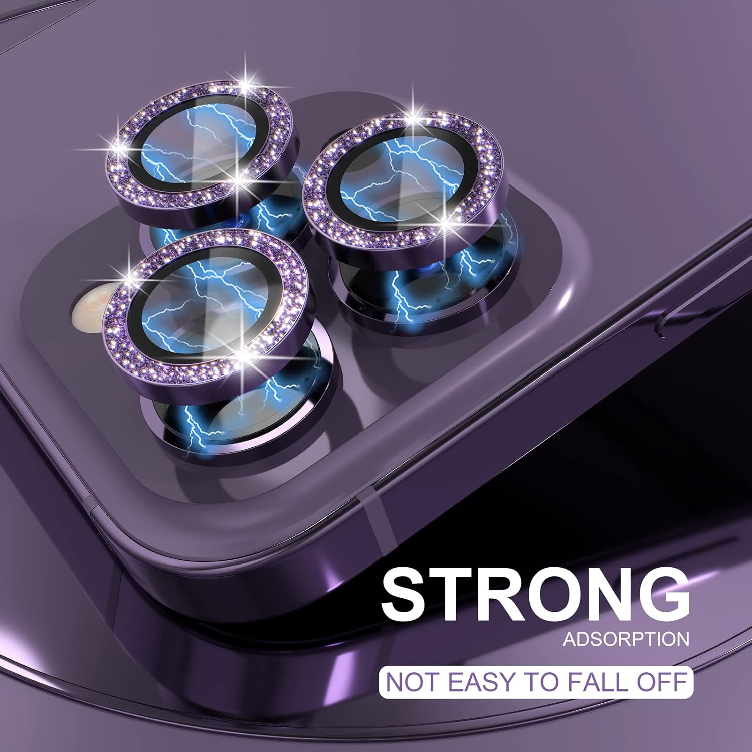 1Set Bling Glitter Purple Came - مراجعة Tempered Glass Screen 9H وسعره