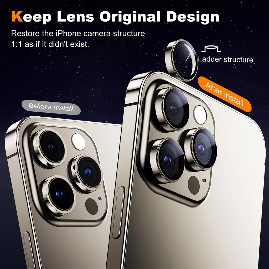 3Pcs Metal Camera Lens Protect - مراجعة Tempered Glass Screen 9H وسعره